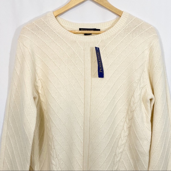 NWT Pendleton Ivory Merino Wool Knit Sweater Top - Picture 2 of 8